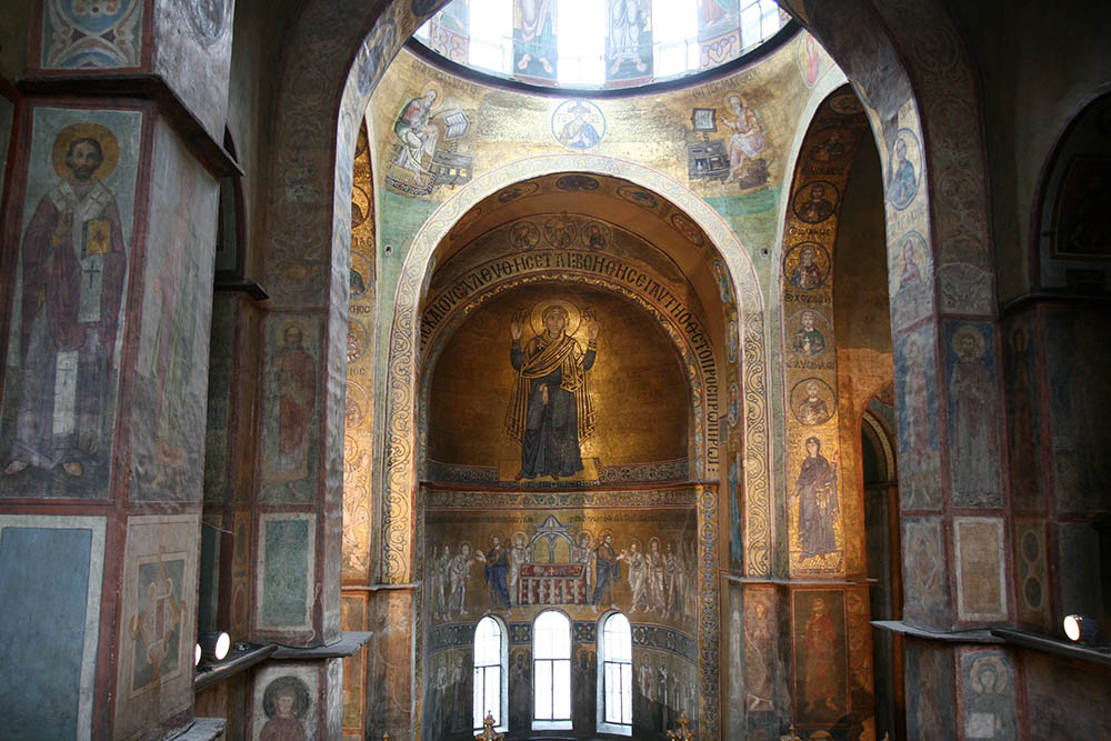 The Mother of God Oranta from the vault of St. Sophia Cathedral in Kyiv, Ukraine (Wikimedia Commons/A-bg78)