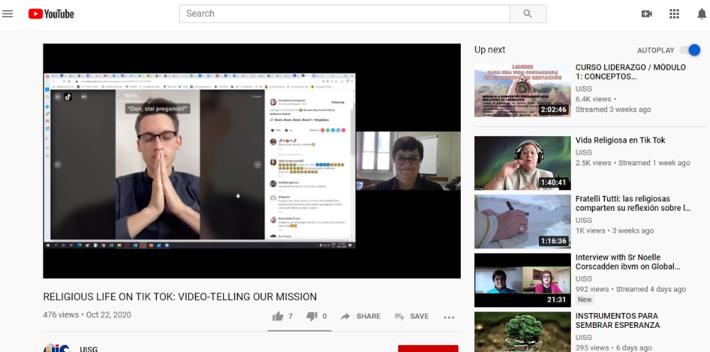 Patrizia Morgante, communications officer for the International Union of Superiors General, hosts an Oct. 21 webinar on religious life and TikTok. The webinar was the first of three exploring different areas of digital discernment. (GSR screenshot)