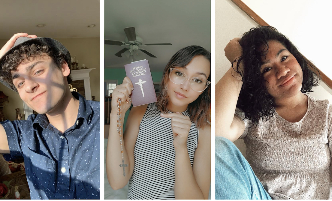 From left to right: Catholic TikTok users Chris Karroum, @chriskarroum; Amber-Rose Schneider, @the_religious_hippie; and Lana Michele, @faithfullylana  (Provided photos)