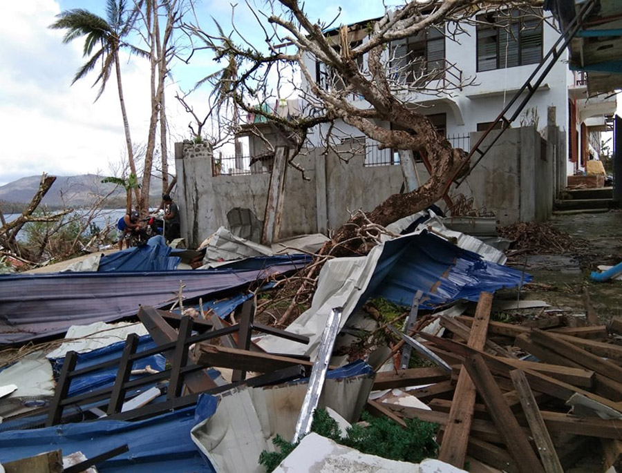 The rubble of the church’s roof of San Isidro Labrador Parish in the town of Loreto on the Dinagat Islands, in the Philippines. (Courtesy of Missionary Sisters of Mary) 