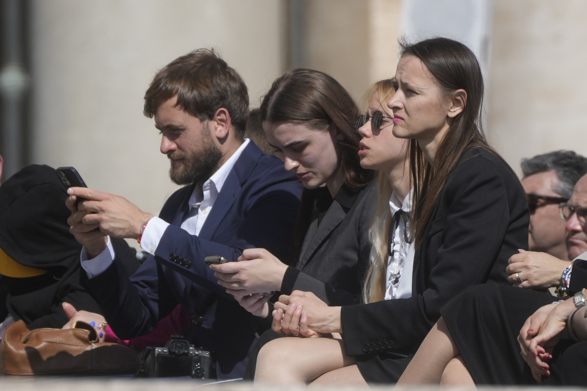 Kateryna Prokopenko, center, wife of Azov Commander Denys Prokopenko, and Yuliia Fedosiuk, second from left, from Ukraine attend Pope Francis weekly general audience in St. Peter's Square at the Vatican, Wednesday, May 11, 2022. (AP Photo/Gregorio Borgia) Kateryna Prokopenko, center, wife of Azov Commander Denys Prokopenko, and Yuliia Fedosiuk, second from left, from Ukraine attend Pope Francis weekly general audience in St. Peter's Square at the Vatican, Wednesday, May 11, 2022. (AP Photo/Gregorio Borgia)