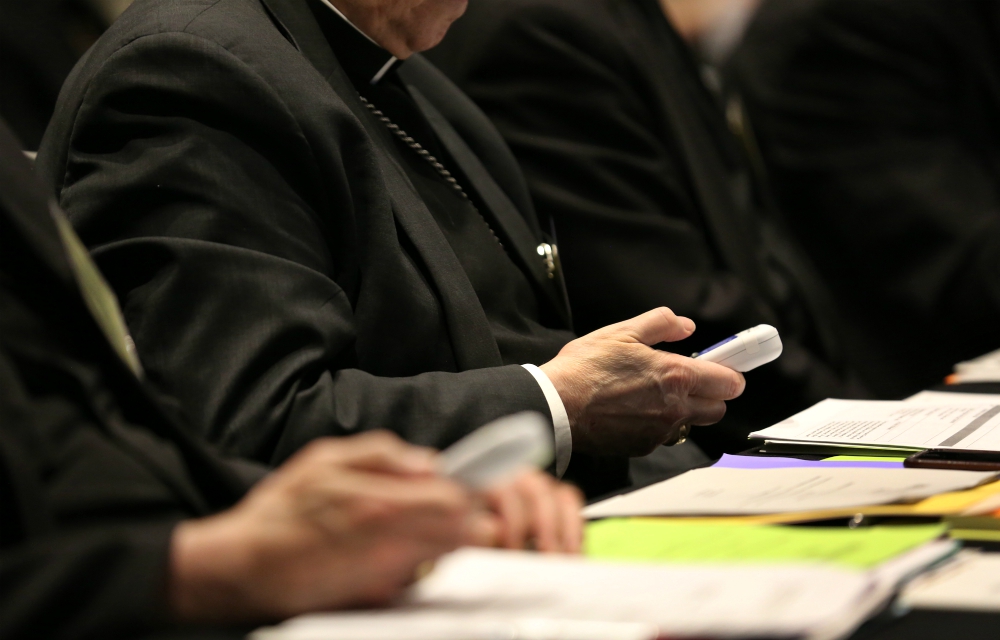 Prelates vote June 14, 2018, during the U.S. Conference of Catholic Bishops' spring assembly in Fort Lauderdale, Florida. (CNS/Bob Roller)