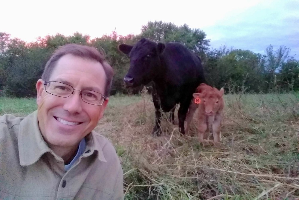 Matt Russell with a newborn calf and its mother on his farm (Provided photo) Matt Russell with a newborn calf and its mother on his farm (Provided photo)