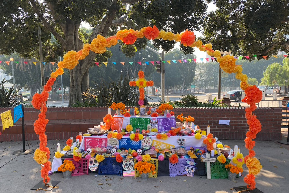 An "ofrenda" in Los Angeles Plaza in the historic center of the city, set up for Day of the Dead (NCR photo/Lucy Grindon)