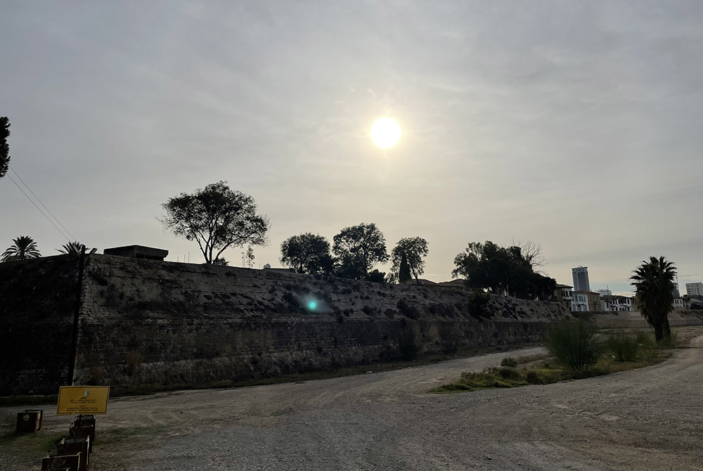 Nicosia's old city walls, as seen from the U.N. buffer zone. (NCR/Christopher White)