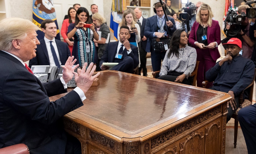 Donald Trump and Kanye West meet in October 2018. (Wikimedia Commons/White House photo)