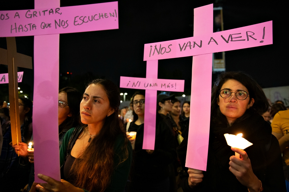 Demonstrators protest femicide and violence against women, in Mexico City Nov. 25, 2019, on the International Day for the Elimination of Violence Against Women. (Newscom/Sipa USA/Benedicte Desrus)