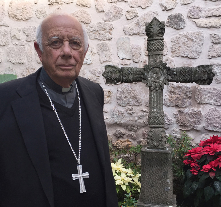 Cardinal-designate Alberto Suarez Inda of Morelia, Mexico, poses outside his residence Jan. 8. He is one of 20 men Pope Francis will elevate to cardinal in a Feb. 14 consistory. (CNS photo/David Agren)