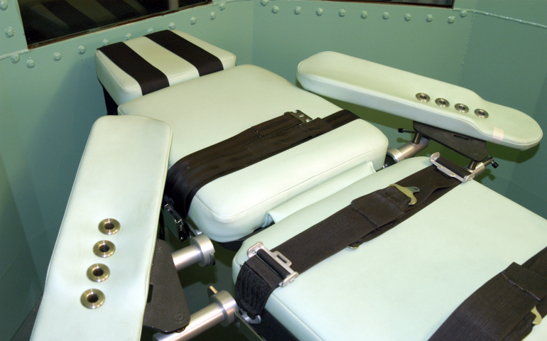 This undated photograph shows the table where executions are carried out by lethal injection at San Quentin State Prison in California. (CNS photo/courtesy of California Department of Corrections) 