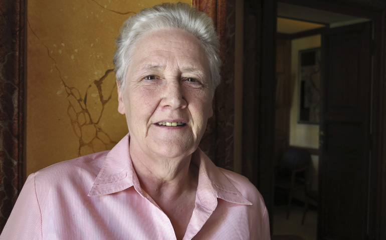 Marie Collins, a clerical sexual abuse survivor from Ireland, poses for a photo during a conference on child protection in Rome in this July 9, 2014, file photo. (CNS photo/Carol Glatz)