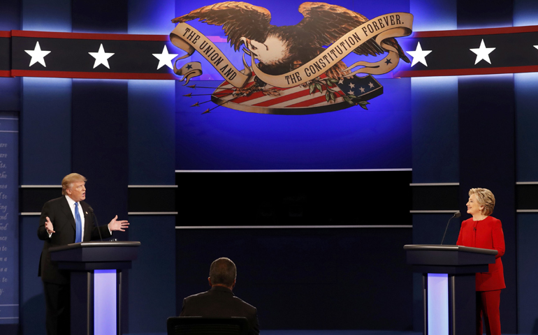 Donald Trump and Hillary Clinton during their first presidential debate Sept. 27 at Hofstra University in Hempstead, N.Y. (CNS/Mike Segar, Reuters)