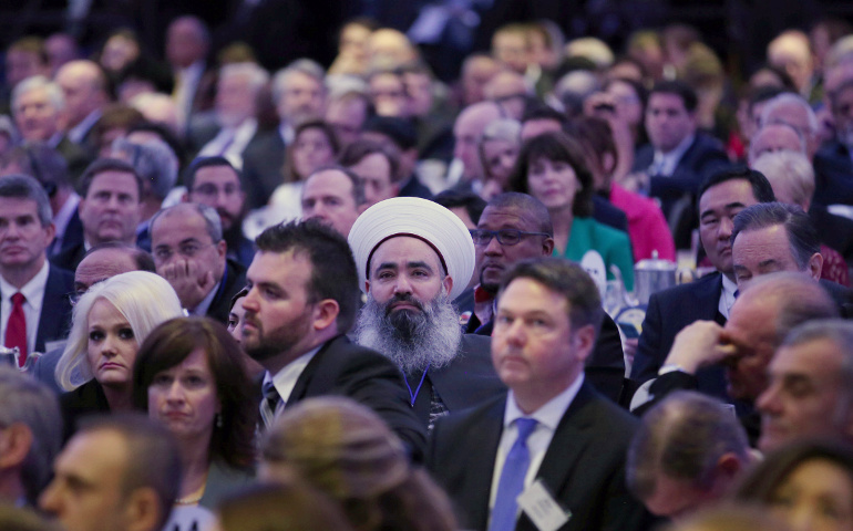 Guests listen as U.S. President Donald Trump speaks during the National Prayer Breakfast Feb. 2 in Washington. (CNS/Reuters/Carlos Barria)