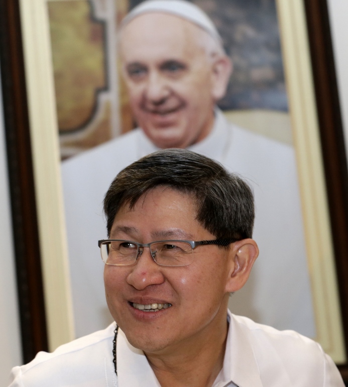 Philippine Cardinal Luis Antonio Tagle speaks during a press conference Tuesday in Manila. (CNS/EPA/Francis R. Malasig)