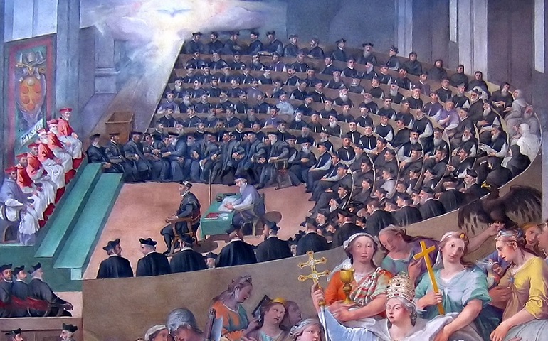 "Council of Trent," a 1588 painting by Pasquale Cati in the Basilica of Santa Maria in Trastevere in Rome (Wikimedia Commons/Anthony Majanlahti)