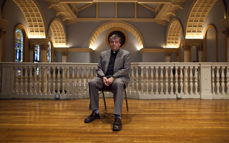 Austrian Fr. Helmut Schüller sits for a photograph July 16 at Judson Memorial Church in New York before his first talk as part of his "The Catholic Tipping Point" tour. (Ramin Talaie)