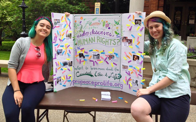 Maria Oswalt, left, and Aimee Murphy at the University of Pittsburgh (Courtesy of Maria Oswalt)