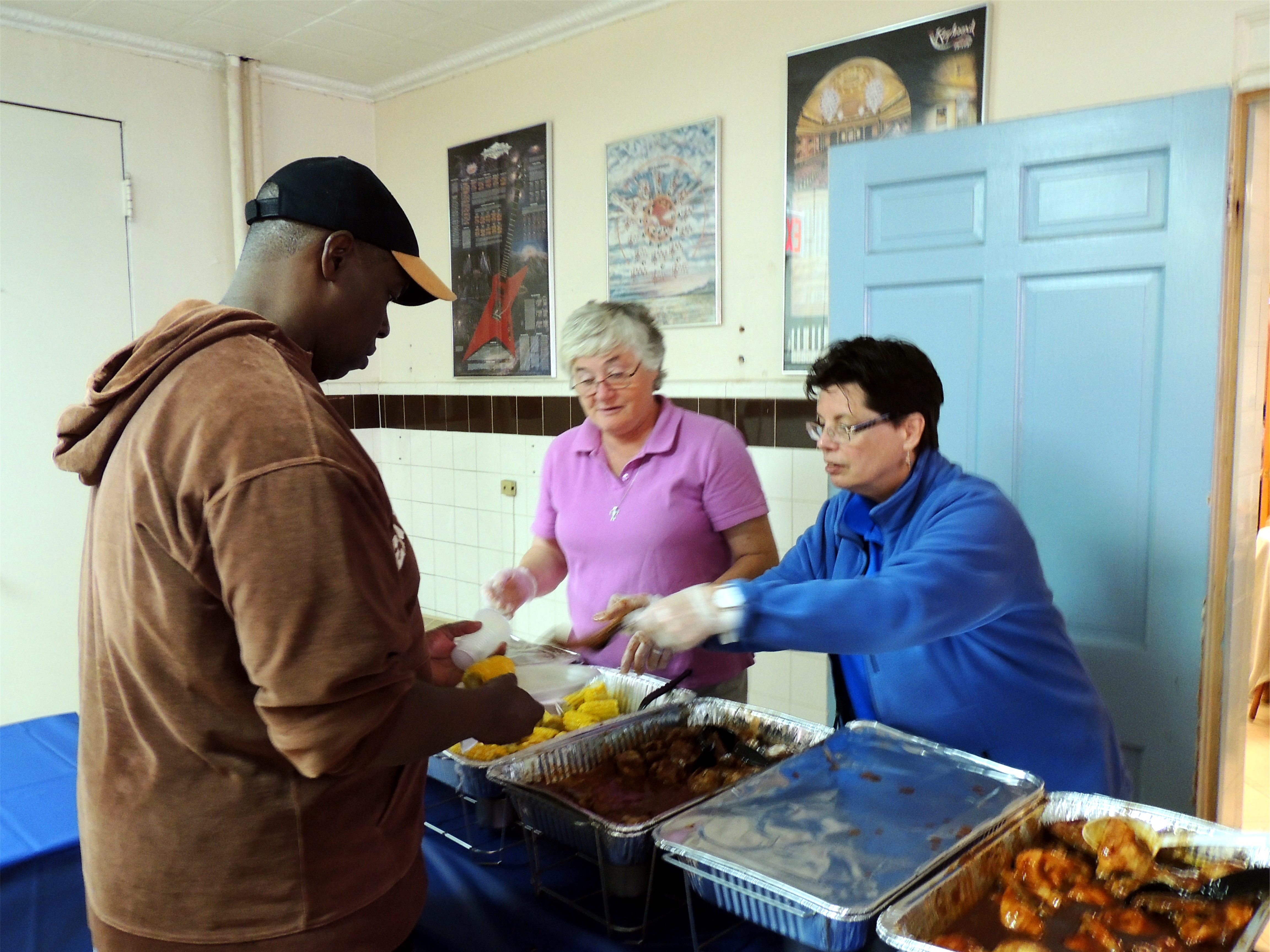 Sr. Breige, Sr. Linda Esposito serve dinner. (Photos by Caroline Tweedy.)