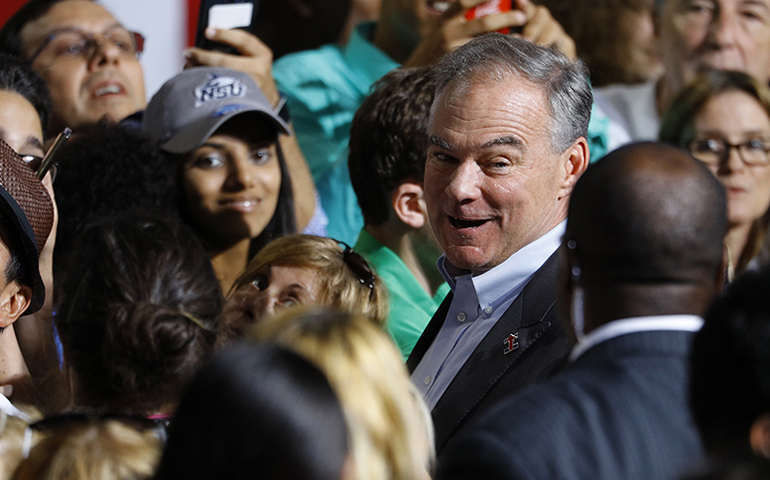 Sen. Tim Kaine, D-Va., July 23 in Miami. (Photo courtesy of Reuters/Scott Audette)