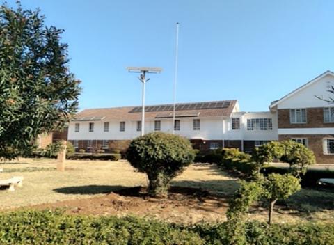 Solar panels on the roof of the main convent building, which also provide light in the yard (Courtesy of Clara Mangwengwe)