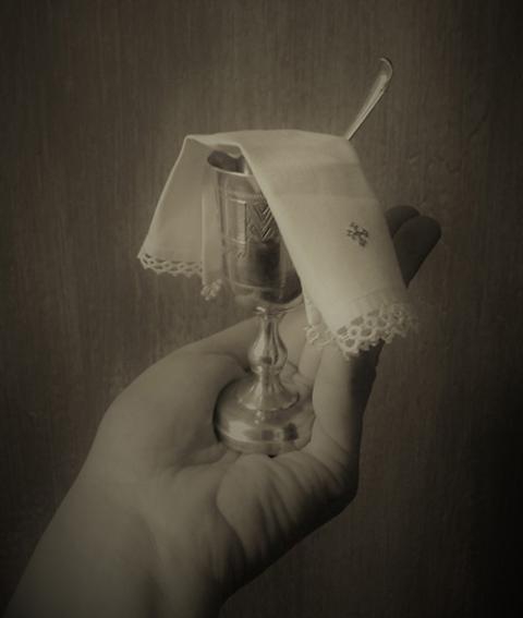 A miniature chalice from the time of the underground Ukrainian Greek Catholic Church (Courtesy of Basilian Sisters' museum, Osijek, Croatia)