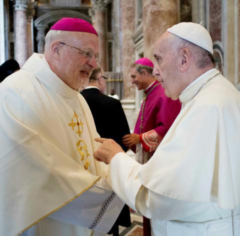 Pope Francis talks with then-Bishop Anders Arborelius before the pope leads the canonization Mass of Sts. Mary Elizabeth Hesselblad of Sweden and Stanislaus Papczynski of Poland at the Vatican June 5, 2016. (CNS/L'Osservatore Romano via Reuters) Pope Francis talks with then-Bishop Anders Arborelius before the pope leads the canonization Mass of Sts. Mary Elizabeth Hesselblad of Sweden and Stanislaus Papczynski of Poland at the Vatican June 5, 2016. (CNS/L'Osservatore Romano via Reuters)