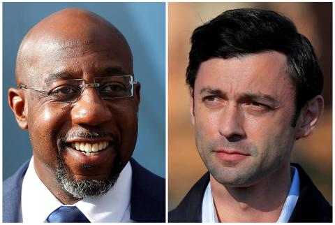Then-Democratic Senate candidates Rev. Raphael Warnock and Jon Ossoff are seen in this combination photo. (CNS/Mike Segar and Brian Snyder of Reuters) Then-Democratic Senate candidates Rev. Raphael Warnock and Jon Ossoff are seen in this combination photo. (CNS/Mike Segar and Brian Snyder of Reuters)
