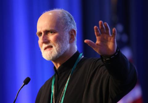 Archbishop Borys Gudziak of the Ukrainian Catholic Archeparchy of Philadelphia speaks during a Nov. 16, 2022, session of the fall general assembly of the U.S. Conference of Catholic Bishops in Baltimore. (CNS/Bob Roller)