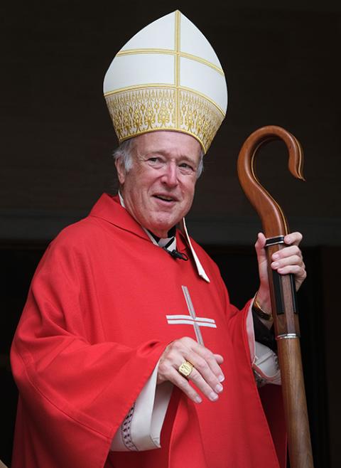 Cardinal Robert McElroy of San Diego is seen on the campus of the University of San Diego after Mass at The Immaculata Catholic Church in this Sept. 8, 2022, file photo. (CNS/David Maung)