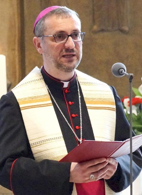 German Archbishop Stefan Hesse of Hamburg is pictured in an April 18, 2015, photo. Hesse offered his resignation to Pope Francis following the March 18, 2021, report that criticized him on the handling of abuse cases in the Archdiocese of Cologne. (CNS/KNA/Matthias Greve)