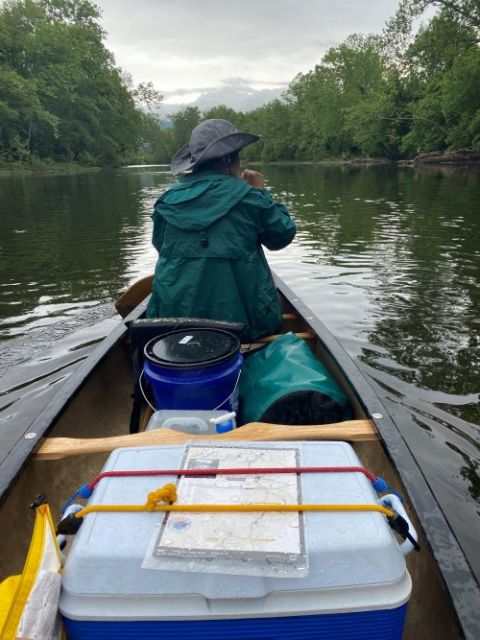 Virginia Sen. Tim Kaine is seen in his canoe on the first day of his 348-mile trip paddling the entire James River. (Tim Kaine) Virginia Sen. Tim Kaine is seen in his canoe on the first day of his 348-mile trip paddling the entire James River. (Tim Kaine)