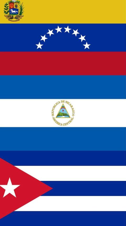 Flags of Venezuela, Nicaragua and Cuba 