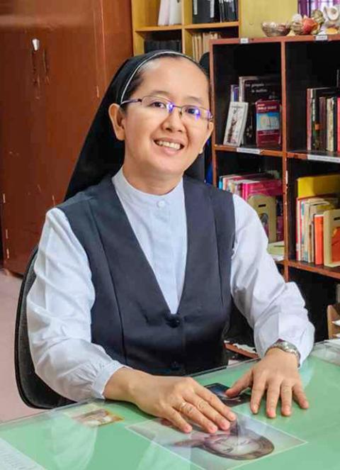 Sr. Girlie Lopez at her office in Lapu-Lapu City, Mactan Island, Cebu, Philippines (Courtesy of Franciscan Sisters of the Immaculate Conception of the Holy Mother of God)