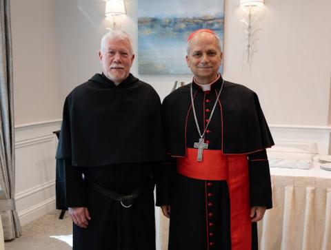 Augustinian Fr. Anthony Pizzo, poses in a 2024 photo with then-Cardinal Robert F. Prevost, now Pope Leo XIV. (OSV News/Augustinian Province of Our Mother of Good Counsel handout via Reuters)