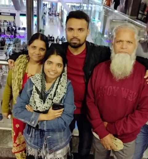 A family photo of Masthan Sahib with his wife, Fahim, and son Jakeer and daughter Sameena (Courtesy of Masthan Sahib)