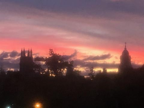 Sunrise of the Motherhouse chapel of the Sisters of Charity of St. Elizabeth of Convent Station, New Jersey (Ellen Dauwer) 