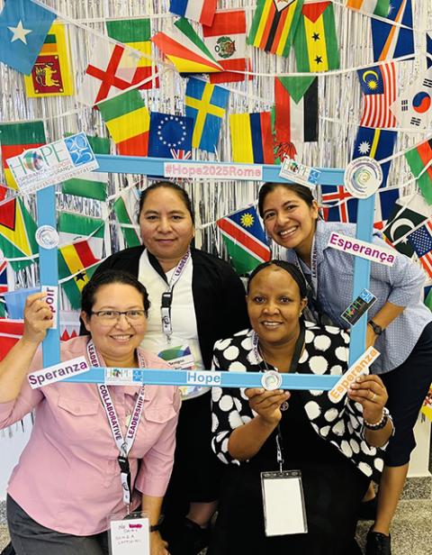 Attendees at the Hope 2025 gathering in Rome pose for a photo. Despite being from different charisms, different cultures and different continents, one attendee said, the sisters who took part have another community they can lean on. (Courtesy of Leadership Collaborative)