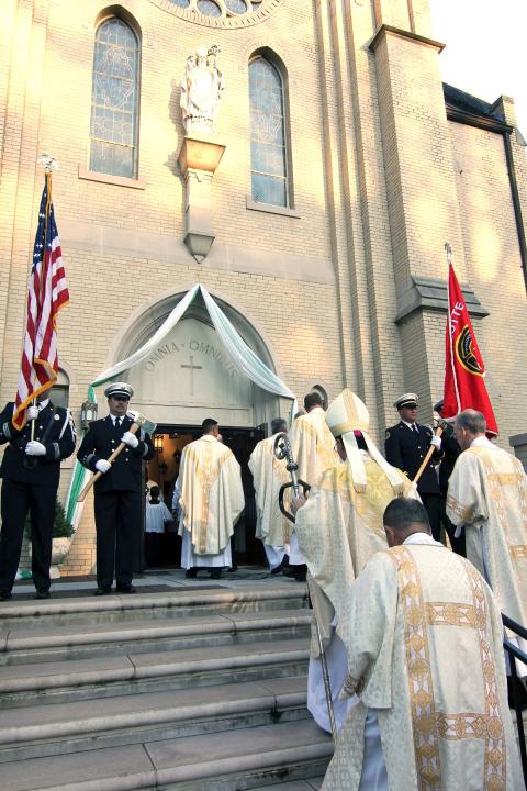 Members of the clergy are pictured in a file photo processing into St. Patrick Cathedral in Charlotte, N.C. A controversy over directives around the old Latin Mass, and other alleged liturgical decisions, has erupted in the Diocese of Charlotte. (OSV News photo/Patricia Guilfoyle, Catholic News Herald)