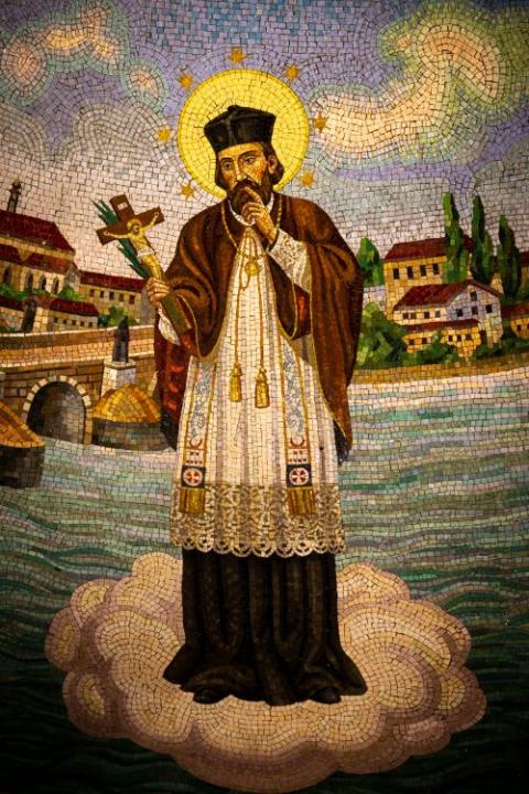 A mosaic image of St. John Nepomucene