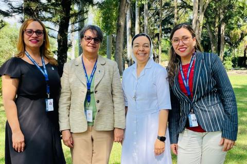 In February, Dr. Nurys del Carmen González, the President of Instituto Superior de Formación Docente Salomé Ureña, visited the Emilio Prud’Homme campus, led by Sr. Ana Julia Suriel Sánchez, executive vice president and head of the campus. From left to right: Yenny Alt. Rosario, academic affairs director; Del Carmen González; Sr. Suriel Sánchez; Mary De León Hernández, administrative and economic affairs director. (Courtesy of Ana Julia Suriel Sánchez)