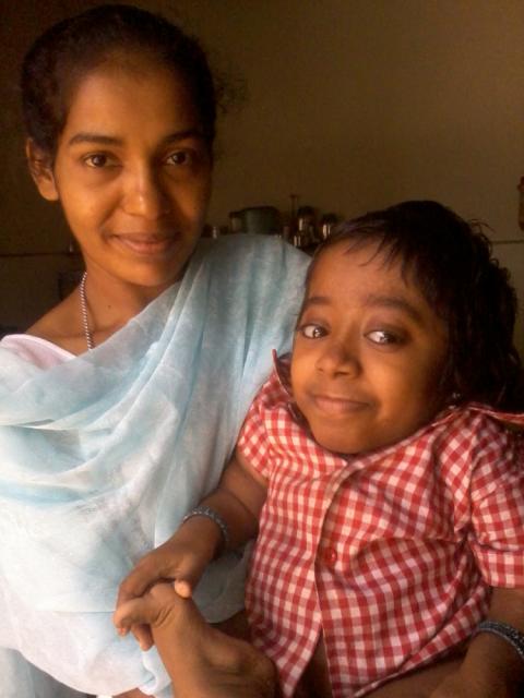 Sr. Lini Sheeja with a disabled child in Chennai, the capital of Tamil Nadu.