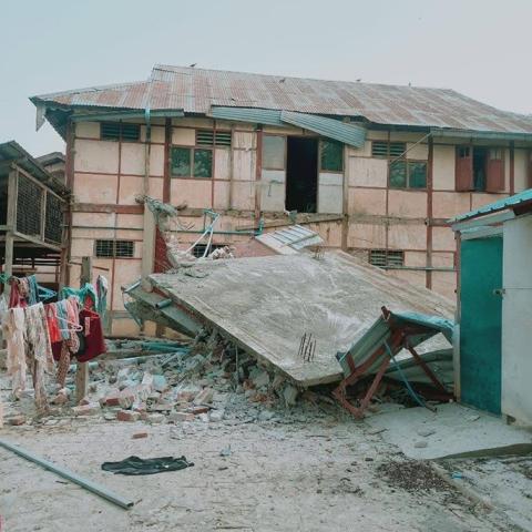 The convent of the Sisters of St. Joseph of the Apparition in Zaw Gyi village, Archdiocese of Mandalay, was damaged by a 7.7 earthquake on March 28. (Courtesy of Sisters of St. Joseph of the Apparition)