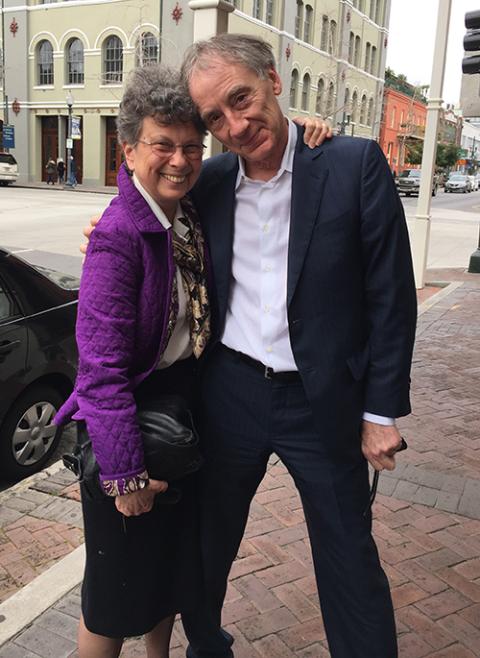 Sr. Pat Bergen with architect J. David Waggonner III, who designed the water garden after proposing the idea in 2008 (Courtesy of the Congregation of Sisters of St. Joseph)