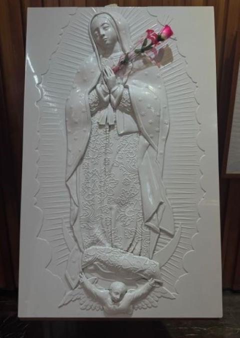 The Institute of Italian Culture in Mexico donated in 2009 this sculpture to the Basilica of Our Lady of Guadalupe in Mexico City so the blind, too, could venerate the image. It was made in Italy in 2008 by artist Franco Faranda. (GSR photo/Rhina Guidos)