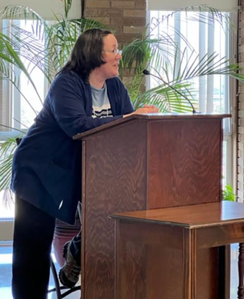 Julie Ferraro gives a retreat at Sophia Spirituality Center in Atchison, Kansas, March 4. (Suzanne Fitzmaurice)