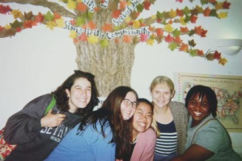 This year's St. Joseph Workers after our first trip to Newport Beach. From left: Nina Dorsett, Emma Shay, Jaesen Evangelista, Emily Michaelis and Cindy Emenalo. (Courtesy of the Sisters of St. Joseph of Orange)