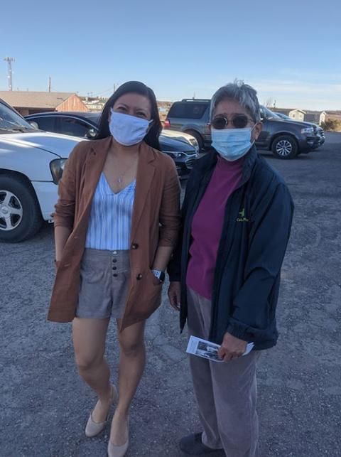 Sr. Theresa Chato, right, with Madel Veridiano, teach religious education to about 20 elementary and high school students on Sundays via Zoom since the pandemic began. Chato, a Sister of the Blessed Sacrament and director of religious education of Our Lad