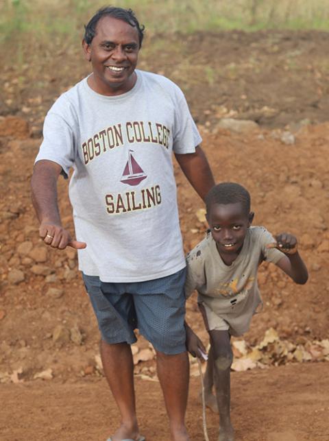 Salesian Fr. Lazar Arasu, director of Don Bosco Palabek, has been providing seeds and farming support to thousands of refugees to help mitigate food shortage amid the COVID-19 pandemic. (GSR photo/Doreen Ajiambo)