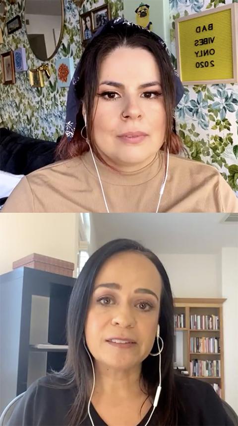 Anthropologist and writer Cecilia Ballí, bottom, speaks with Texas Tribune engagement producer Elvia Limón during a Dec. 3 Instagram Live discussion about Latino voters and nonvoters in Texas. (NCR screenshot) Anthropologist and writer Cecilia Ballí, bottom, speaks with Texas Tribune engagement producer Elvia Limón during a Dec. 3 Instagram Live discussion about Latino voters and nonvoters in Texas. (NCR screenshot)