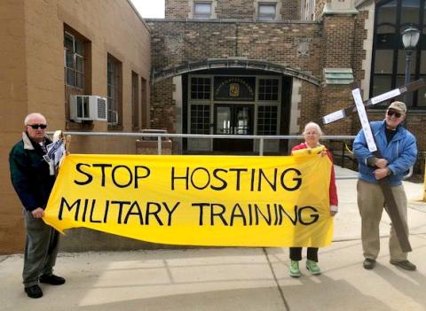 A Stations of the Cross on Marquette University's campus protests its ROTC program March 28. (Bob Graf) A Stations of the Cross on Marquette University's campus protests its ROTC program March 28. (Bob Graf)