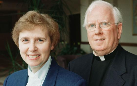 The Vatican in 1999 barred Sr. Jeannine Gramick and Fr. Robert Nugent from ministry involving homosexual people. The two had been involved in gay ministry in the United States for more than 30 years. (CNS/Nancy Wiechec) 